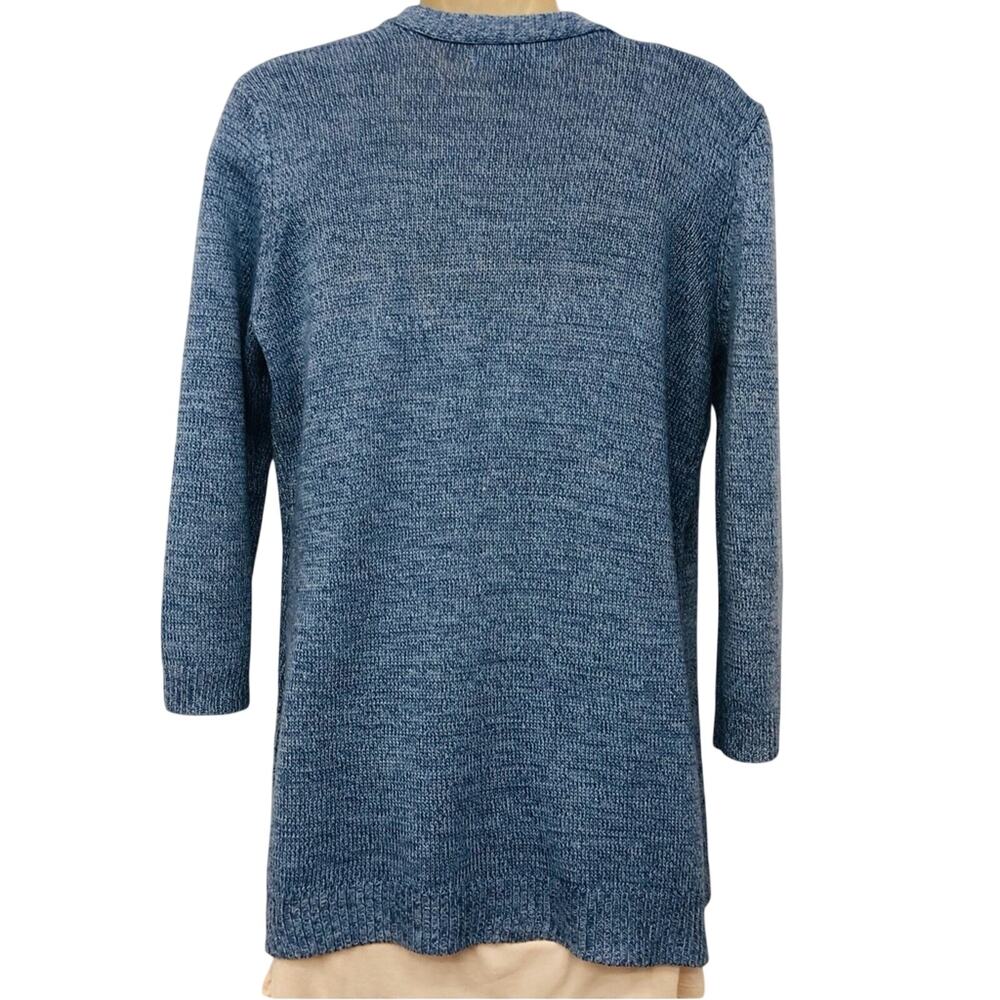 Karen Scott Blue Open Front Sweater Long Sleeve Comfortable Classic Fit - Picture 2 of 16